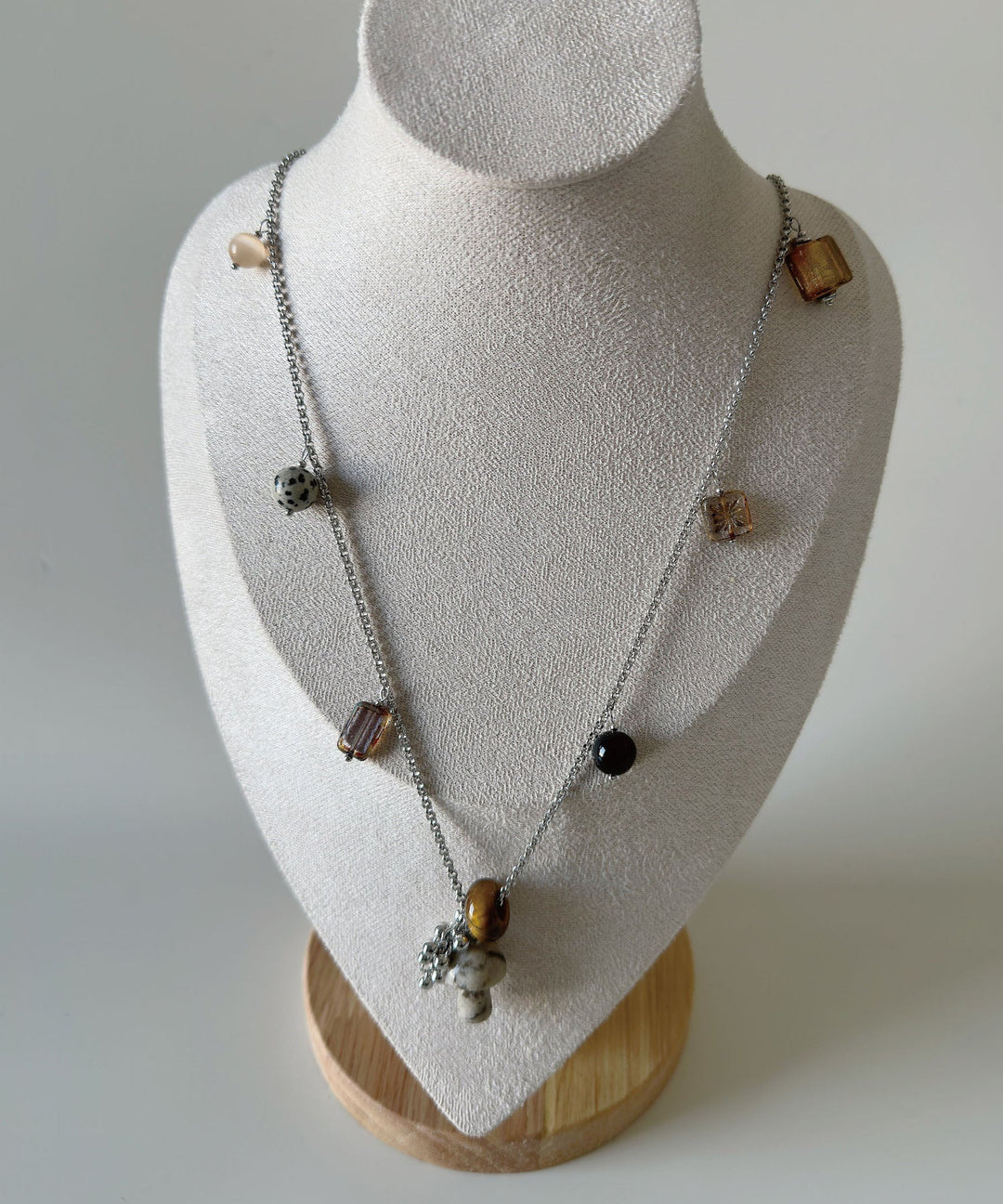 Natural Stone Crystal Pendant Pendant Titanium Steel Necklace