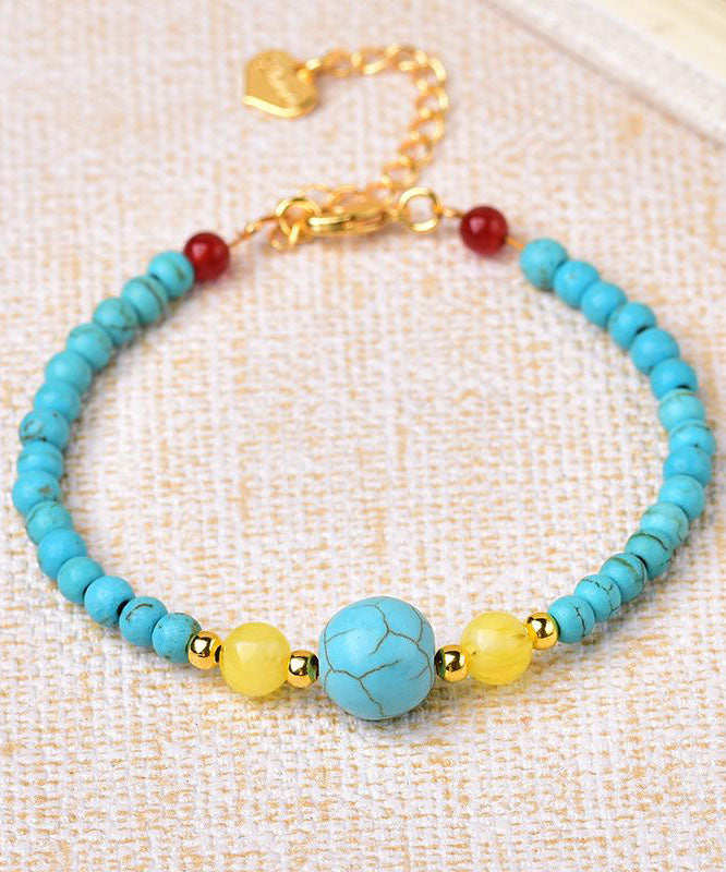 Natural Turquoise Unisex Bracelet And Necklace Set