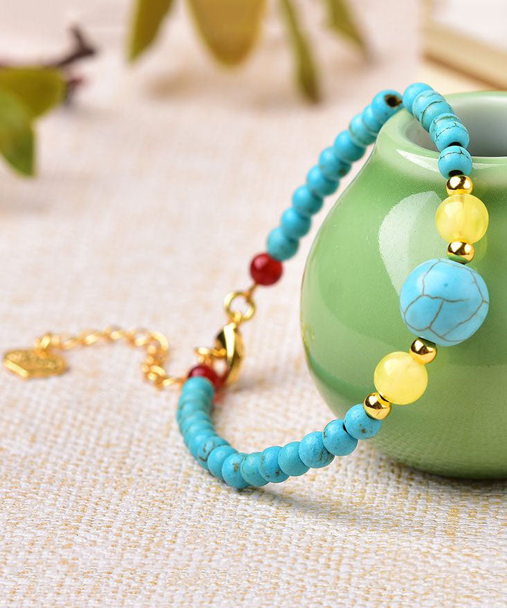 Natural Turquoise Unisex Bracelet And Necklace Set