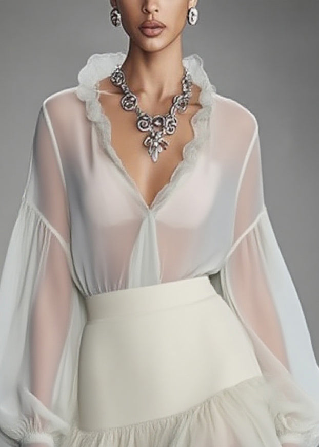 Natural V Neck Tunic Chiffon Mid Dress Spring - Omychic