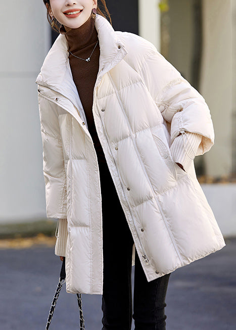 Natural White Stand Collar Oversized Duck Down Down Coats Winter