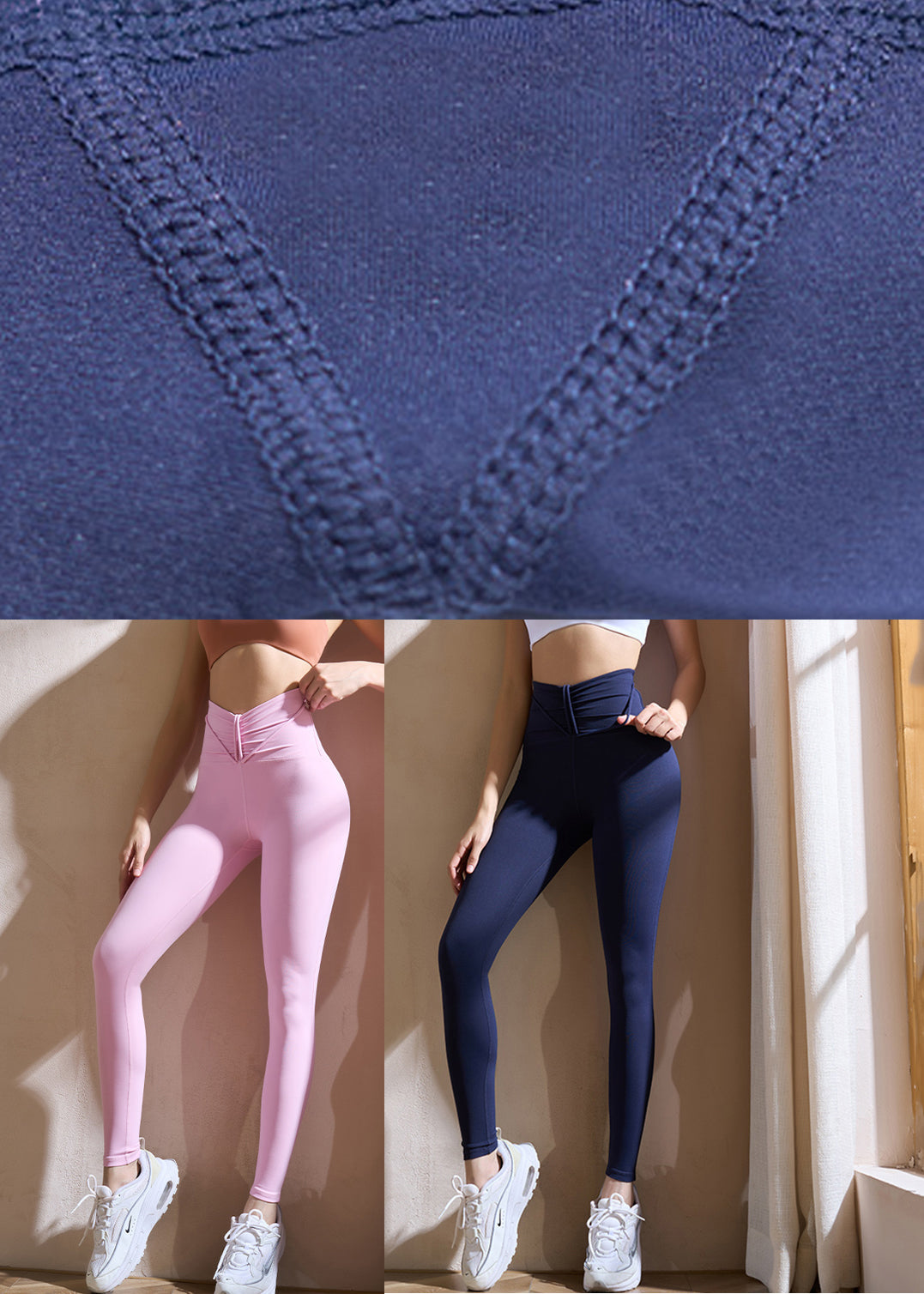Navy Patchwork High Waist Capri Athletic Leggings