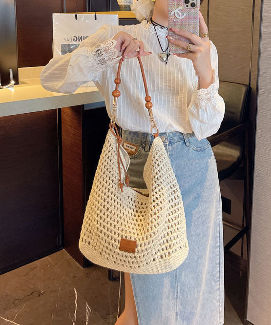 New Apricot Large Capacity Straw Woven Shoulder Bag