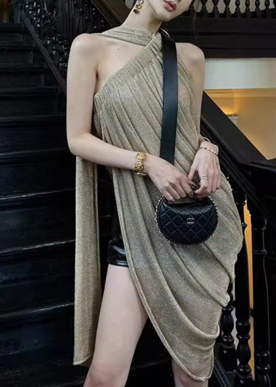 New Asymmetrical Wrinkled Side Open Tank Top Sleeveless