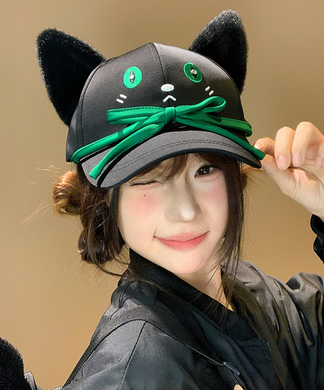 New Black Butterfly Knot Versatile Cat Embroidered Baseball Cap Hat