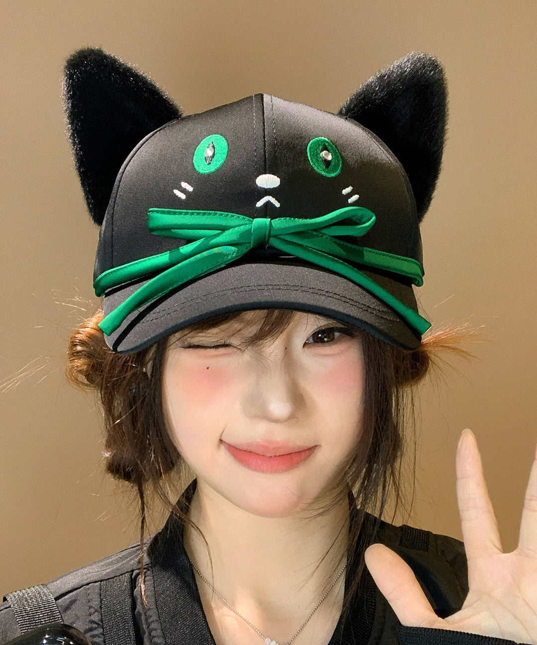 New Black Butterfly Knot Versatile Cat Embroidered Baseball Cap Hat