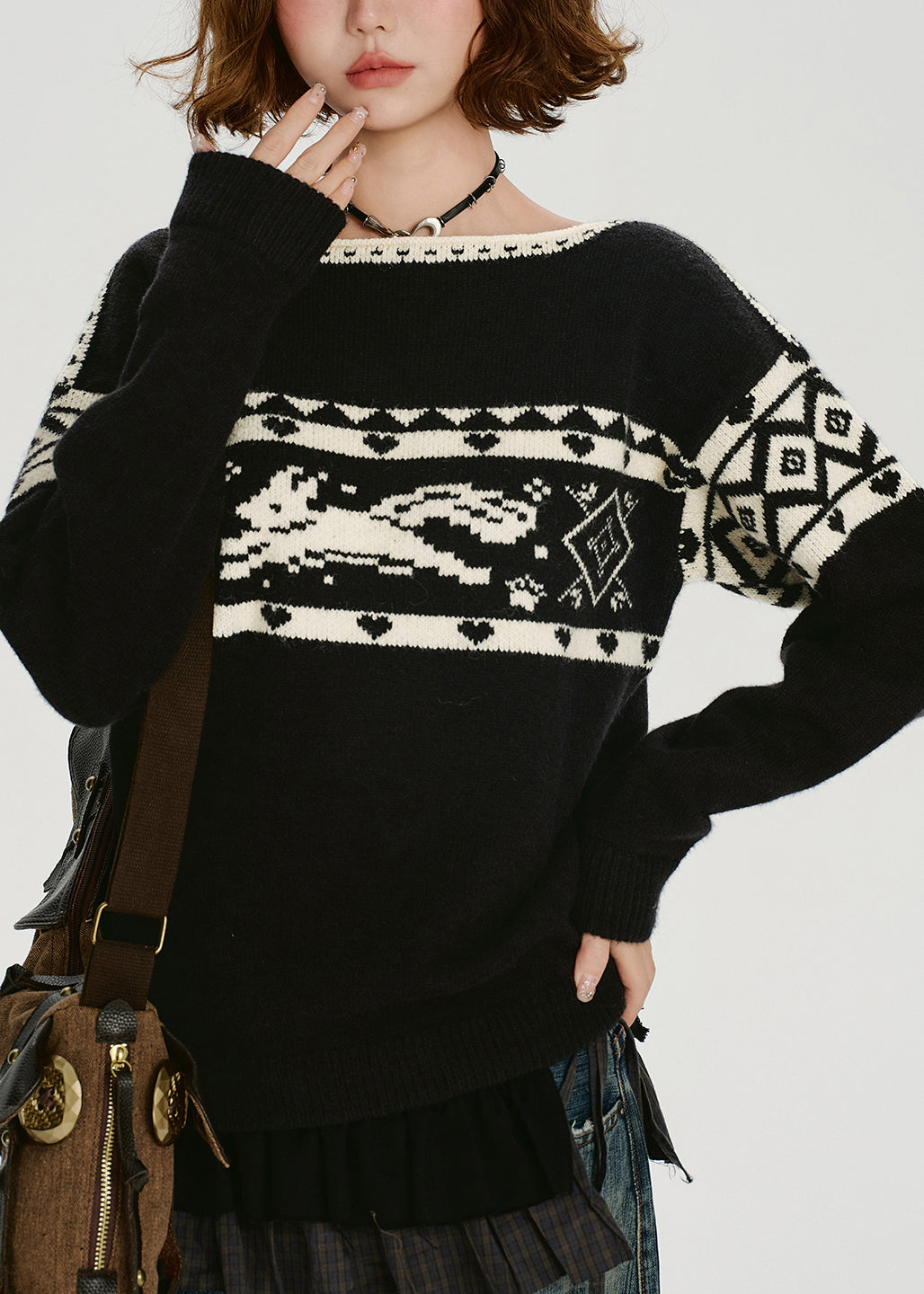 New Black O Neck Thick Warm Knitted Sweaters Tops Spring