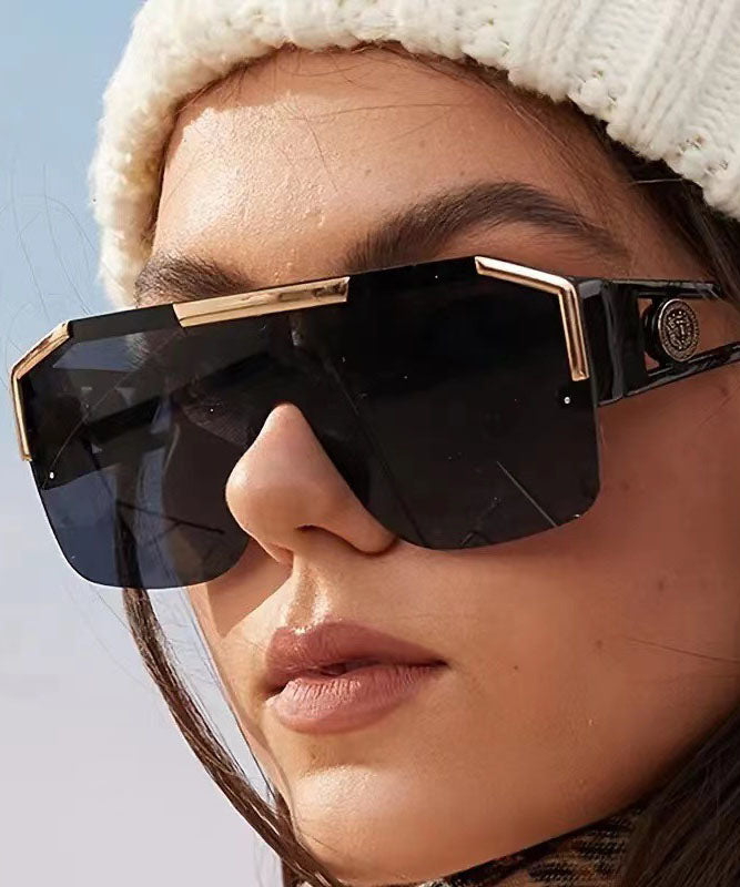 New Black One-Piece Large Frame Personalized Sunglasses