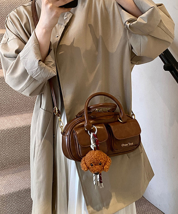 New Black Pockets Versatile Faux Leather Tote Bag