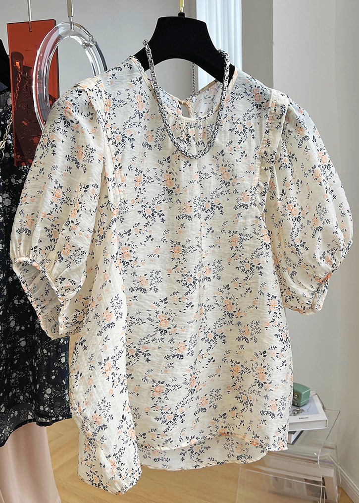 New Black Print Button Cotton Shirt Summer