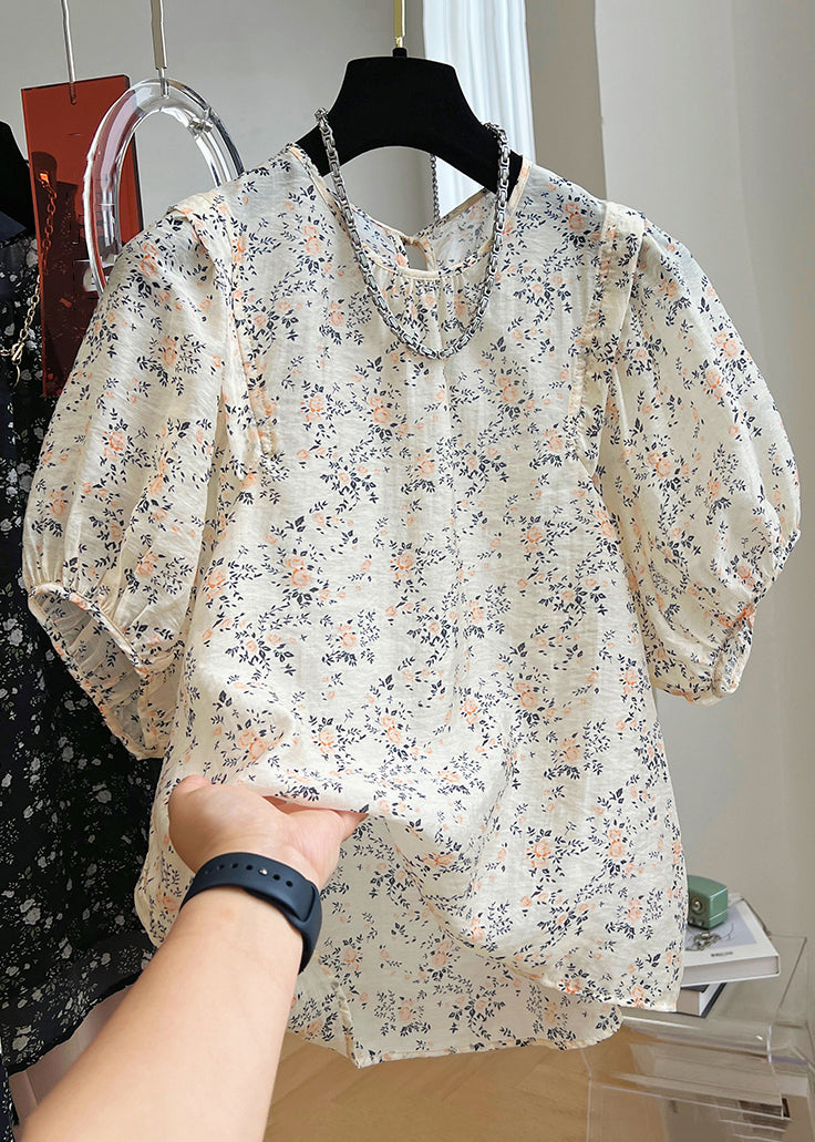 New Black Print Button Cotton Shirt Summer