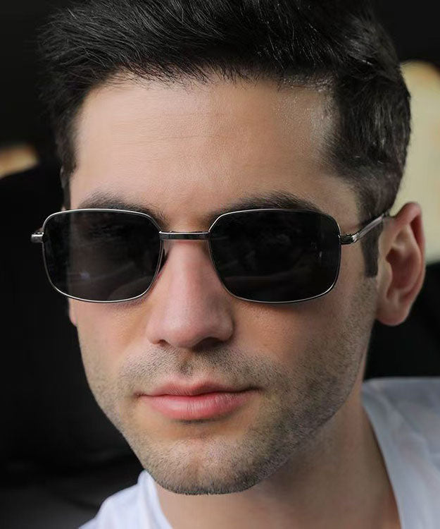 New Black Square Men's Polarized Metal Sunglasses