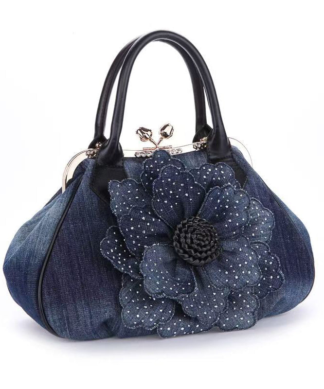 New Blue Flower Women's Denim Satchel Bag Handbag