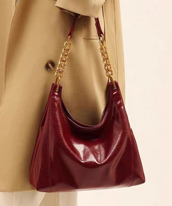 New Boutique Red Large Capacity Faux Leather Shoulder Bag