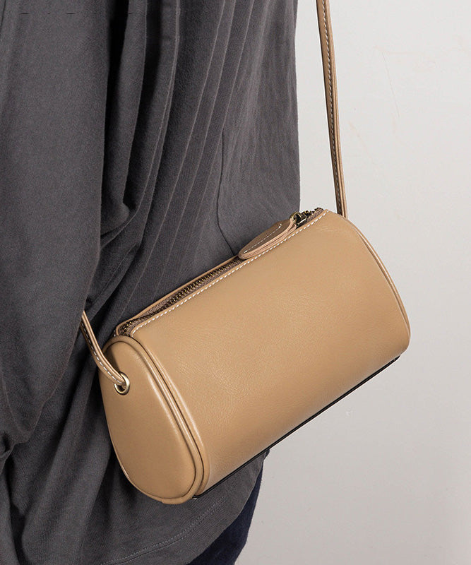 New Brown Calf Leather Round CrossBody Bag