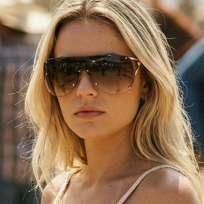 New Brown Frameless Square Outdoor Sunscreen Sunglasses