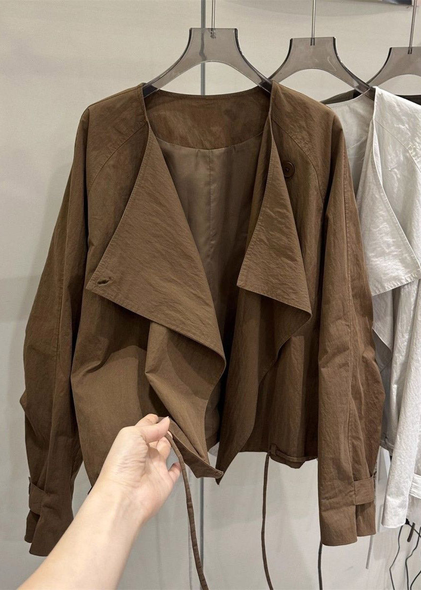 New Caramel Peter Pan Collar Patchwork Coats Fall