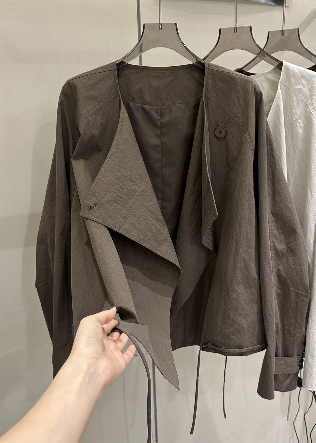 New Caramel Peter Pan Collar Patchwork Coats Fall