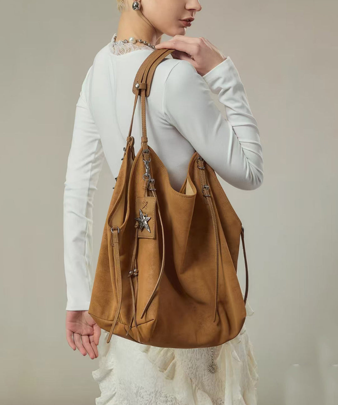 New Casual Brown Large Capacity Faux Leather Satchel Handbag