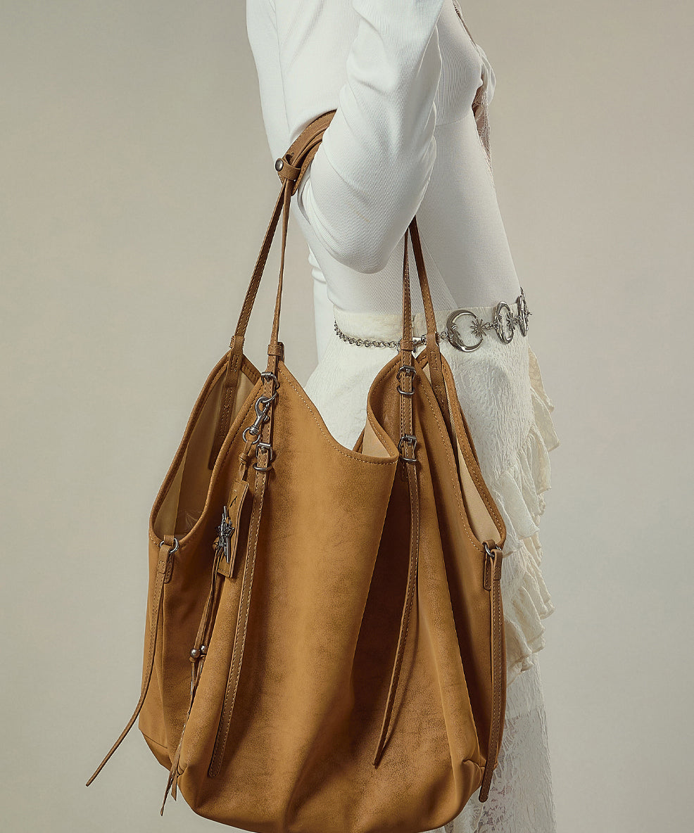 New Casual Brown Large Capacity Faux Leather Satchel Handbag