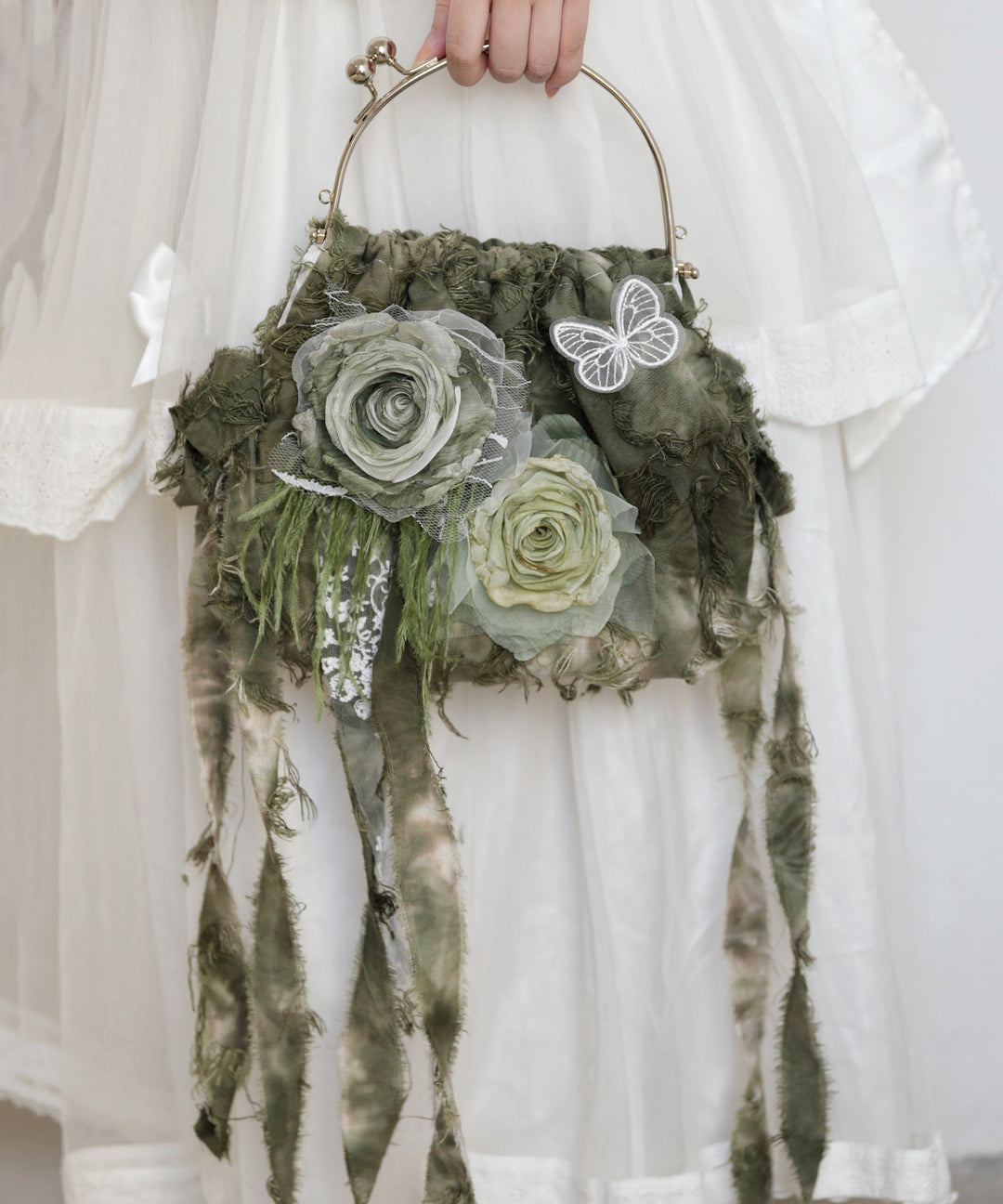 New Chinese Style Floral Butterfly Lace Tote Bag