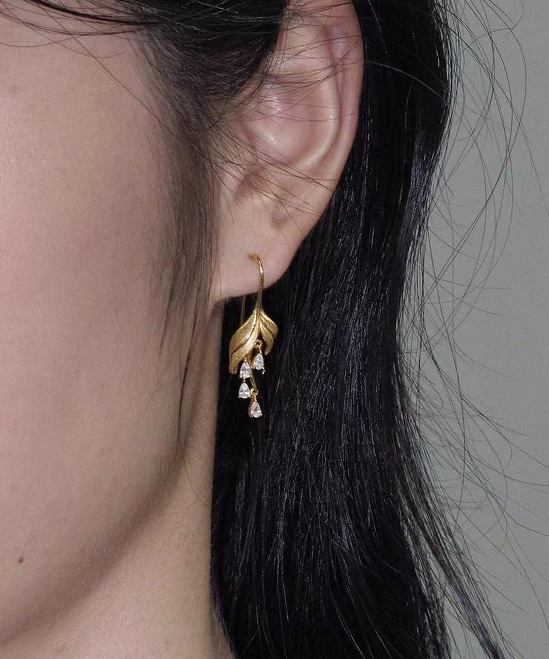 New Chinese Style Gold Zircon Tassel Drop Earrings