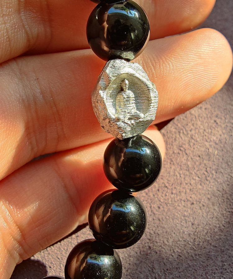 New Chinese Style Handmade Silver Buddha Statue Bead - Omychic