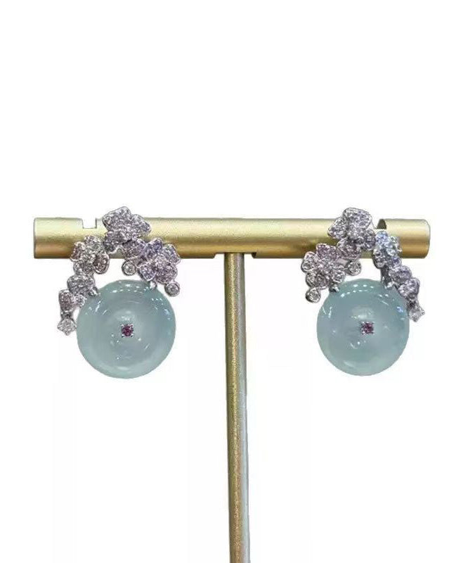 New Chinese Style Safety Buckle Diamond Studded Flower Earrings