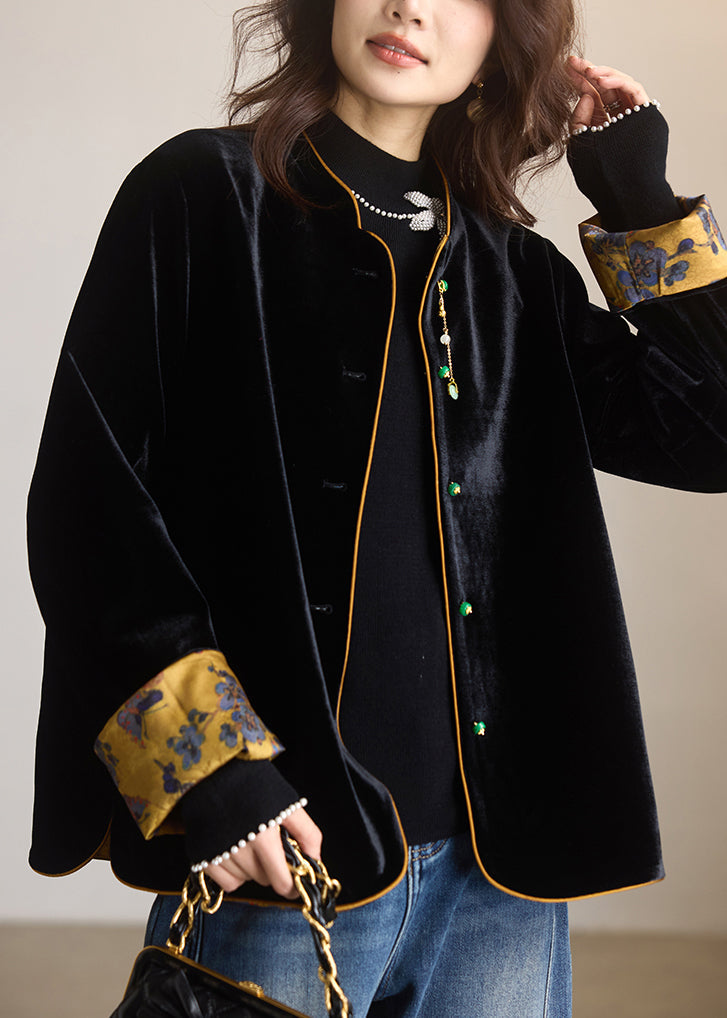 New Chinese Style Silk Velour Jacquard Wear On Both Sides Jacket Spring