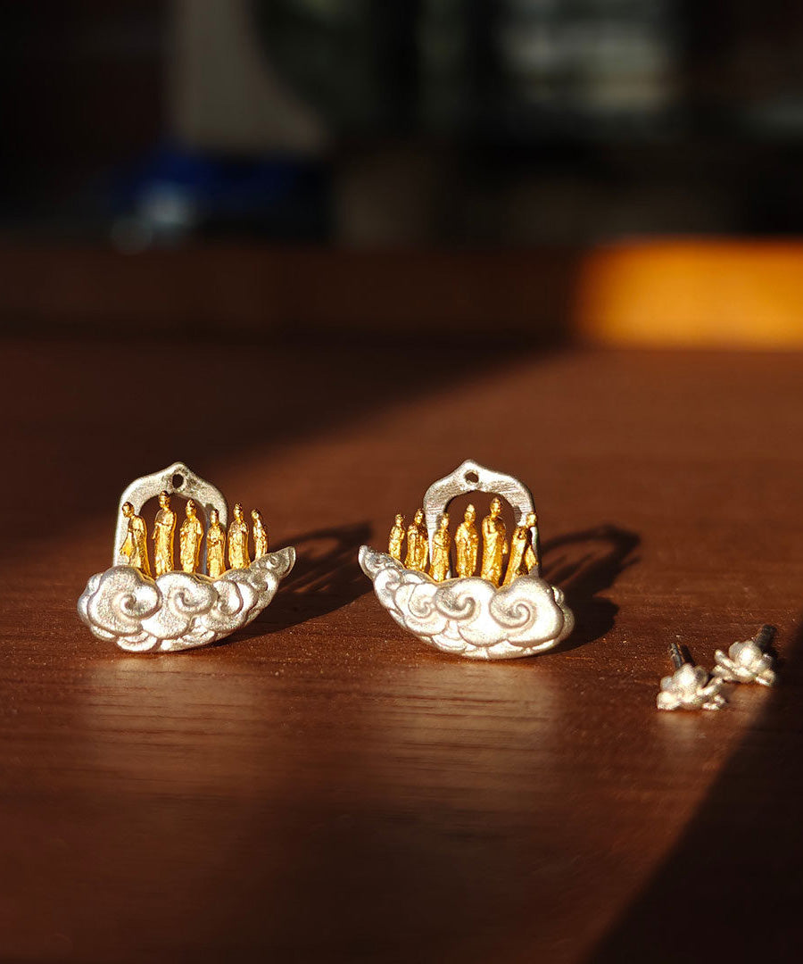 New Chinese Style Unique Design Silver Stud Earrings - Omychic