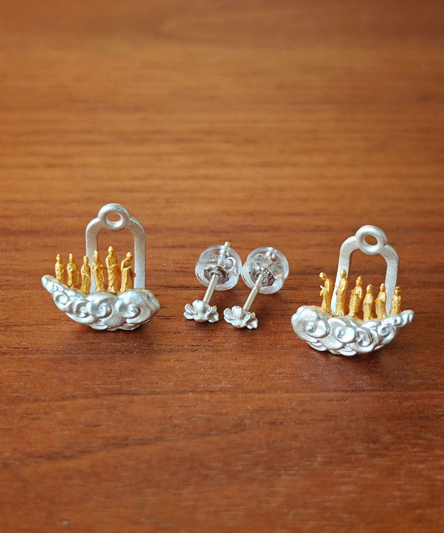 New Chinese Style Unique Design Silver Stud Earrings - Omychic