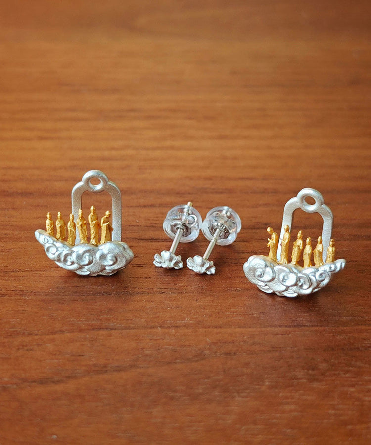 New Chinese Style Unique Design Silver Stud Earrings - Omychic