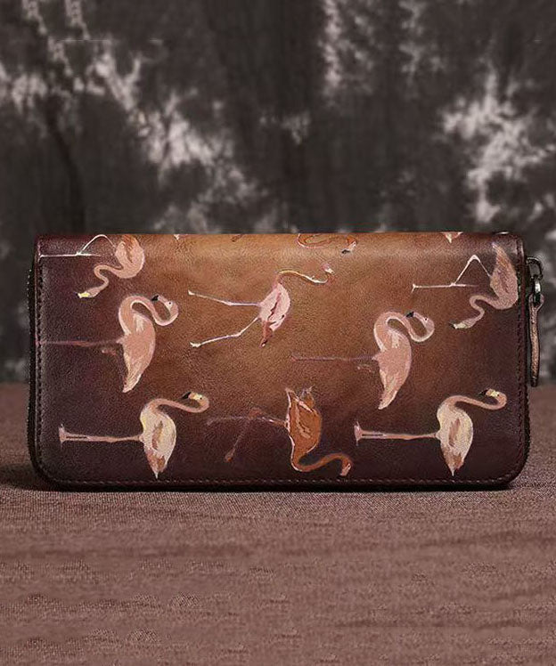 New Coffee Calf Leather Embossed Fashion Women Wallet