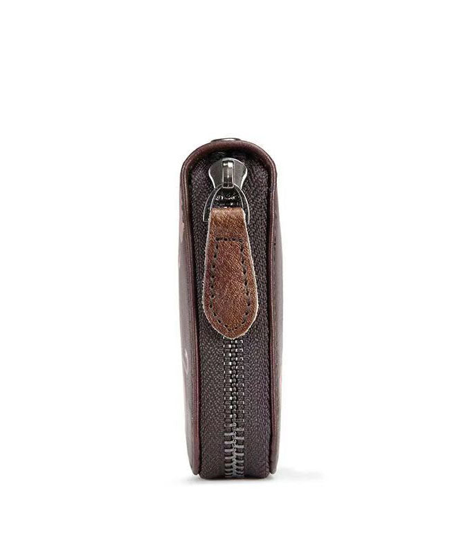 New Coffee Calf Leather Embossed Fashion Women Wallet