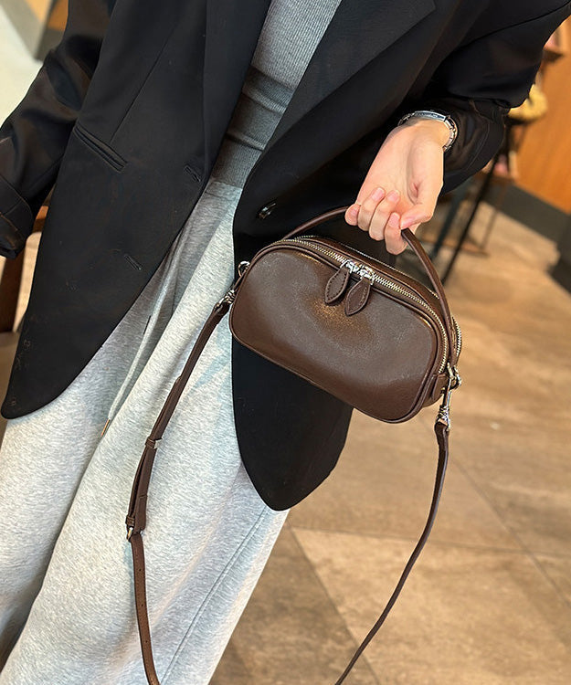 New Coffee Calf Leather Versatile Tote Camera Bag