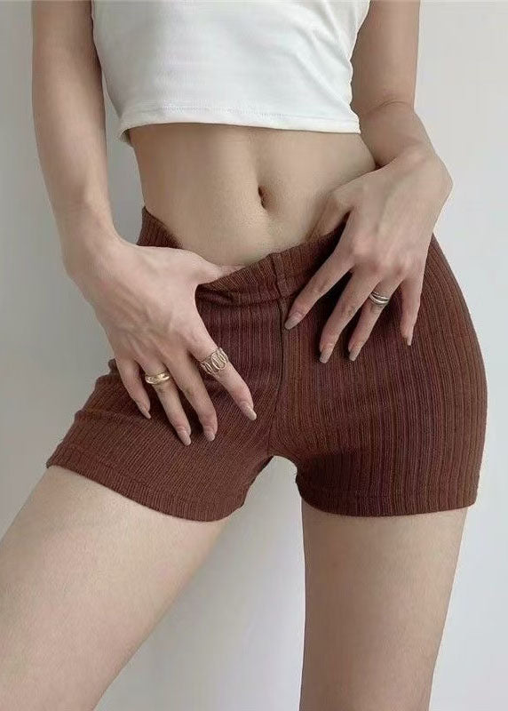 New Coffee High Waisted Elastic Workout Gym Shorts