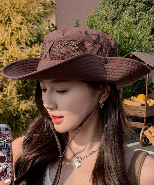 New Coffee Large Eaved Outdoor Breathable Bucket Hat