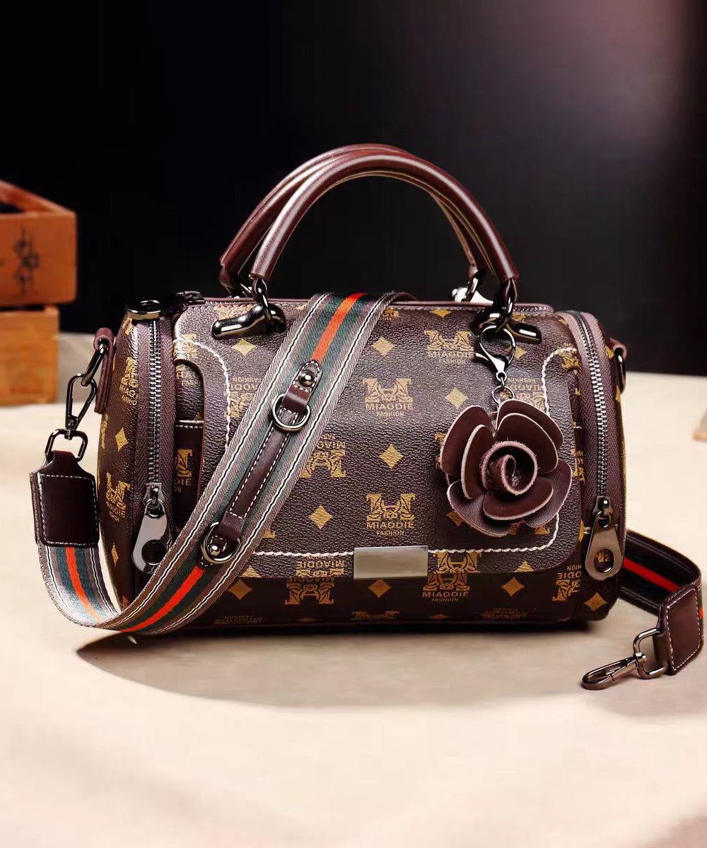 New Coffee Print Versatile Calf Leather Tote Bag