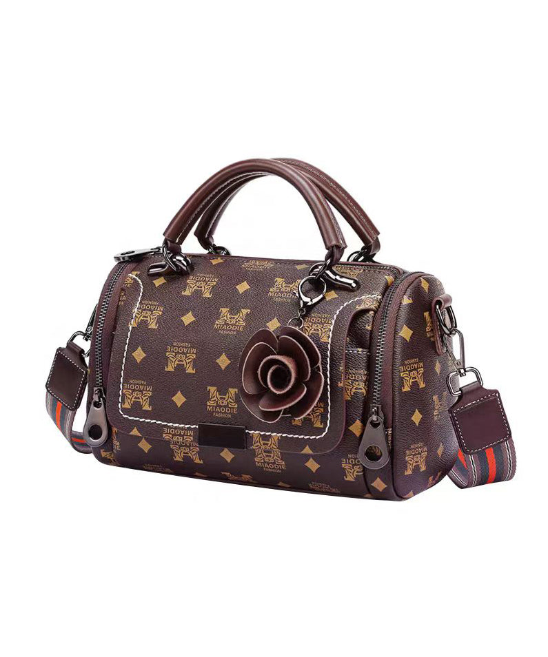 New Coffee Print Versatile Calf Leather Tote Bag