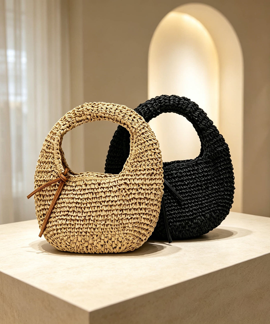 New Coffee Straw Woven Vacation Tote Bag