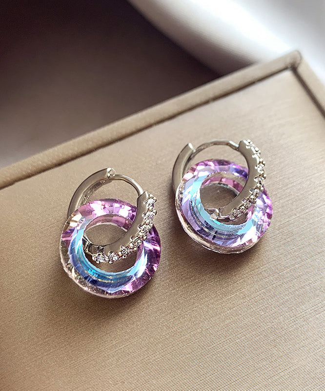 New Colorful Crystal Zircon Circle Earrings