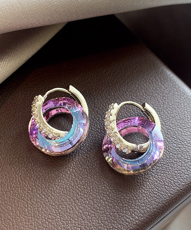 New Colorful Crystal Zircon Circle Earrings