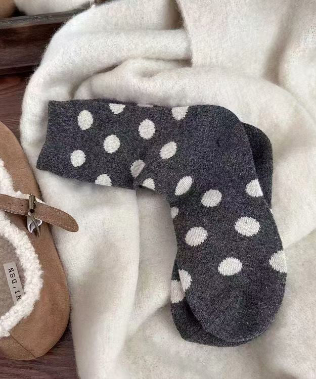 New Dot Print Thick And Warm Cotton Crew Socks