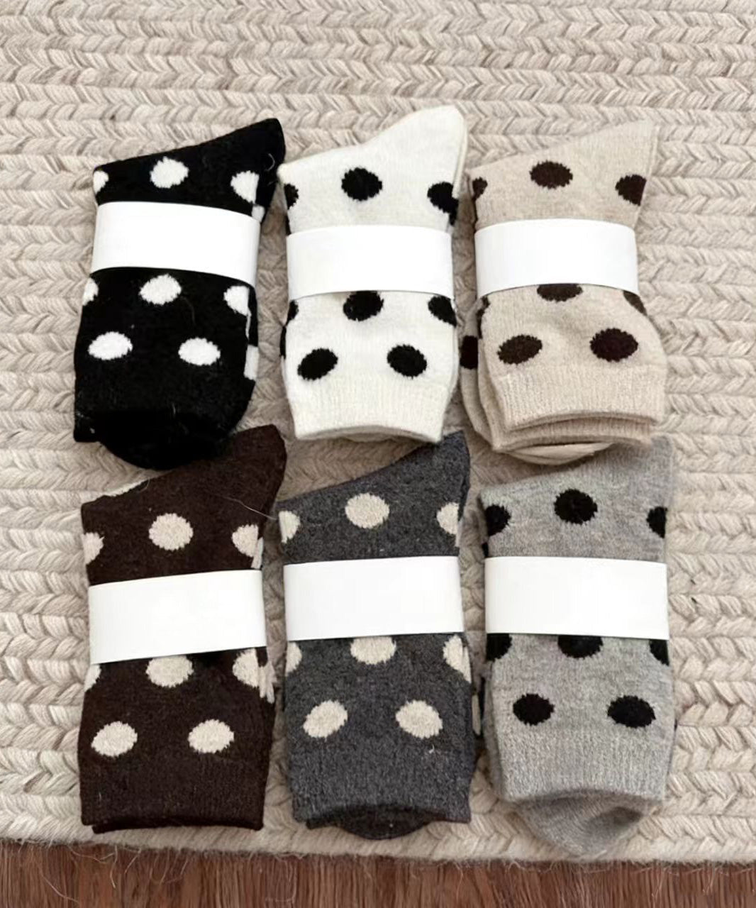 New Dot Print Thick And Warm Cotton Crew Socks