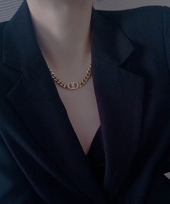 New European American Gold Thick Chain Silver Necklace