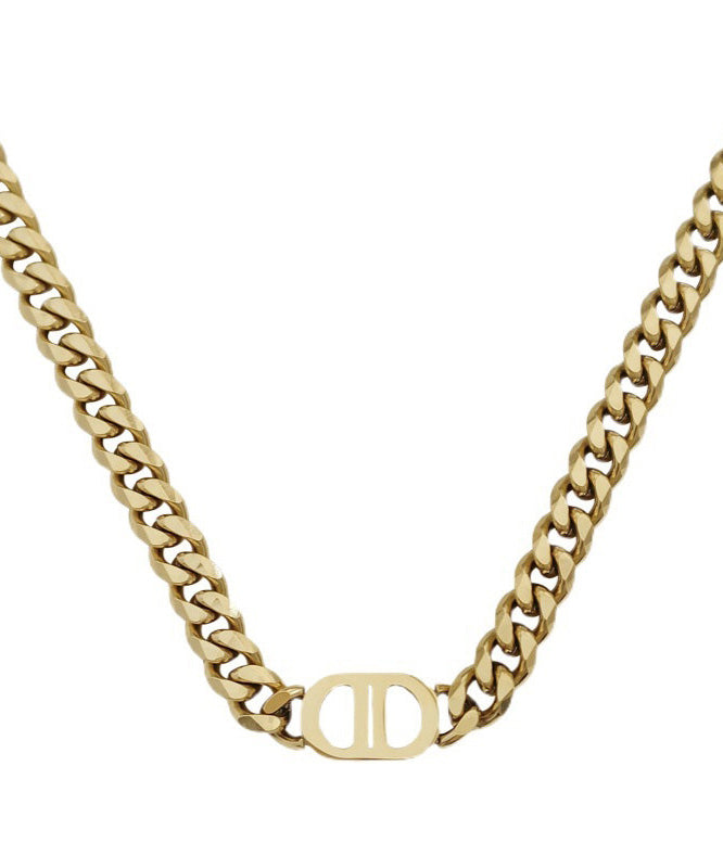 New European American Gold Thick Chain Silver Necklace