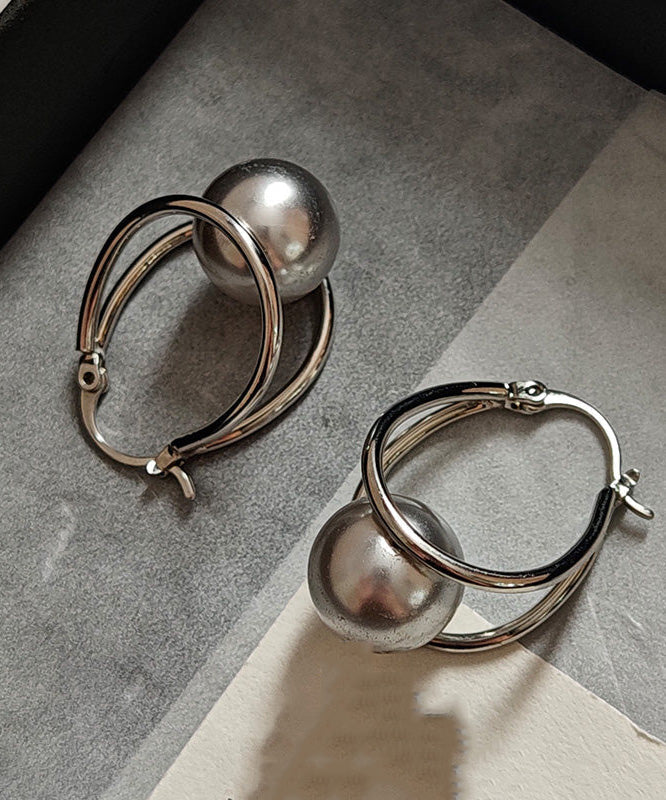 New Fashion Geometric Line Pearl Earrings Buckle