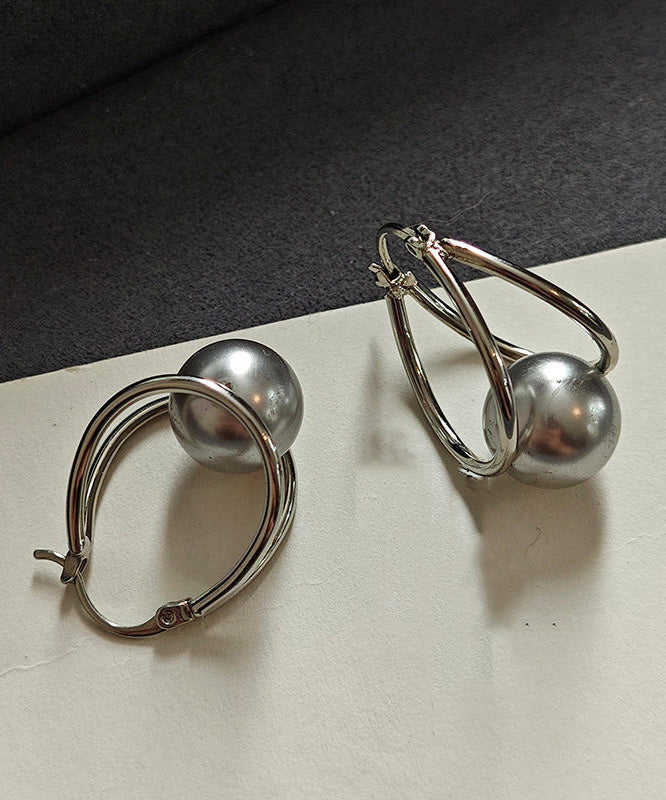 New Fashion Geometric Line Pearl Earrings Buckle