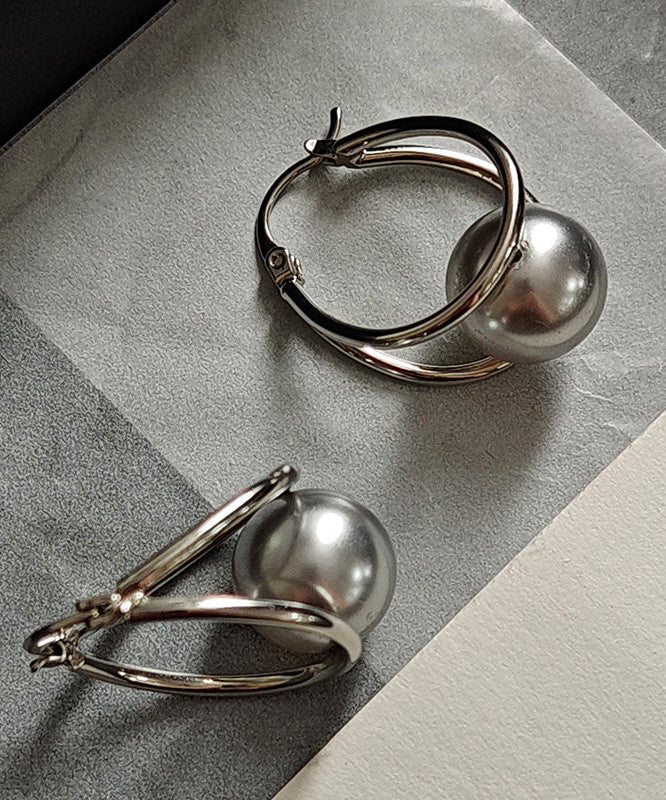 New Fashion Geometric Line Pearl Earrings Buckle