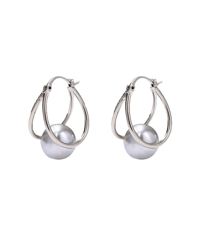 New Fashion Geometric Line Pearl Earrings Buckle